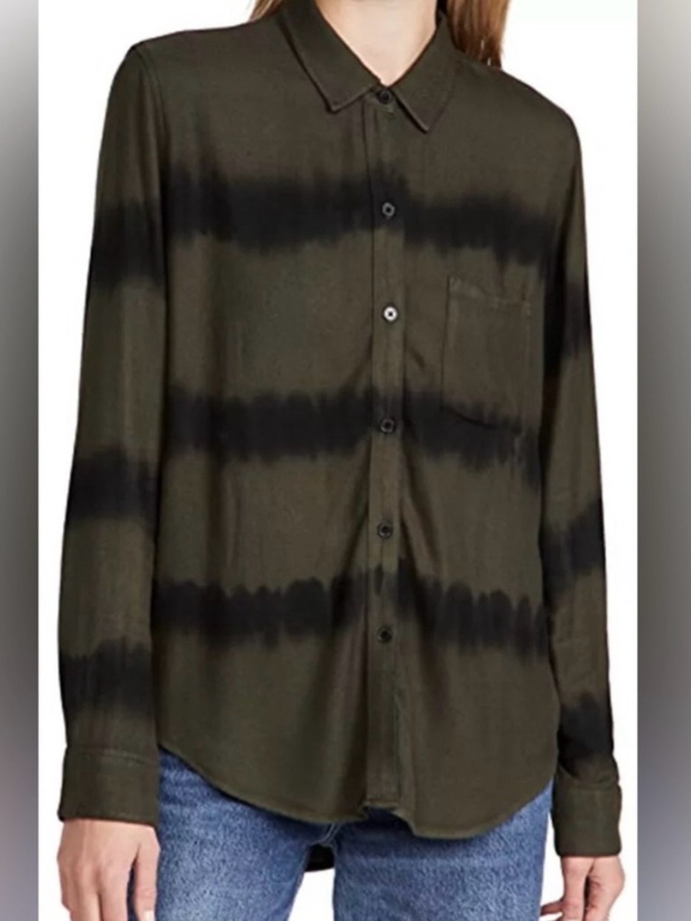 Rails Hunter Shirt Olive Black Tie Dye Waves Button Up Size L NWT Casual